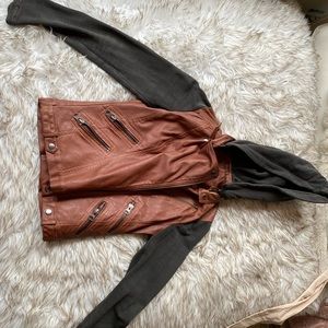 Silence + Noise Leather Jacket w/ Hoodie